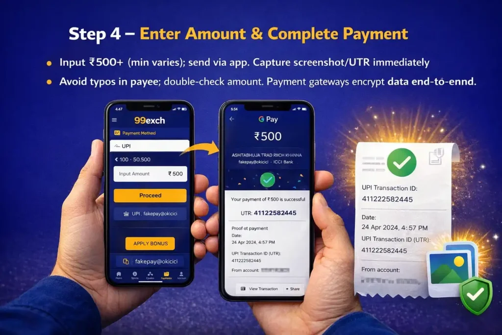 Enter Amount & Complete Payment